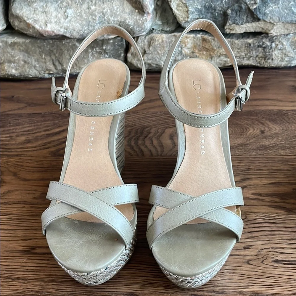 Lauren Conrad Waverly Metallic Wedge Sandals - Picture 2 of 9